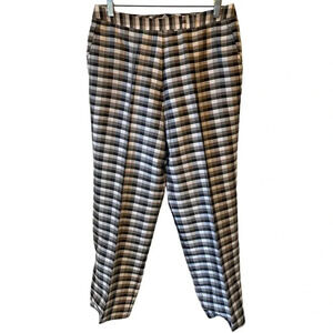 Trousers ETC 100% Silk Plaid Trousers Dress Pants Women Size 10 Pockets Casual